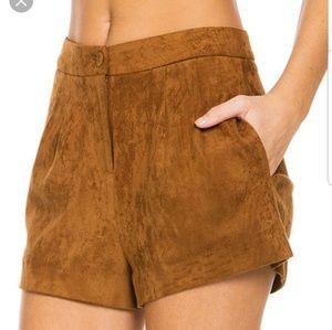 Camel suede shorts